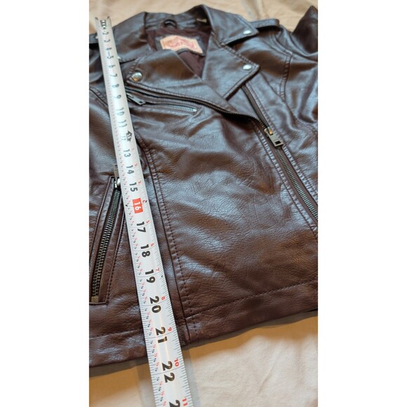 NWT Levi's Women's Medium Faux Leather Asymmetrical Motorcycle Jacket Red Wine - Picture 11 of 12